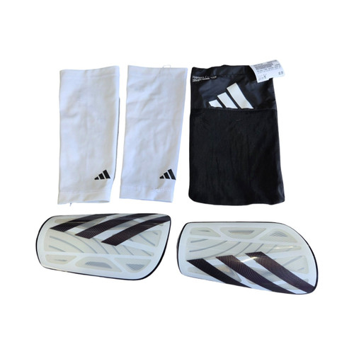 Vist Large View of Product Image Which is Used Adidas TIRO SOCCER SHIN GUARDS ADT MED Soccer Shin Guards Adult White MD