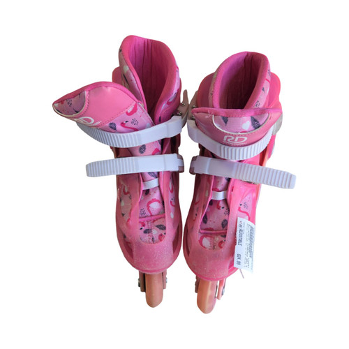 Vist Large View of Product Image Which is Used RollerDerby FLAMINGO ADJ SZ 3-6 INLINE SKATES Junior Rec Fitness Skates Pink Adjustable