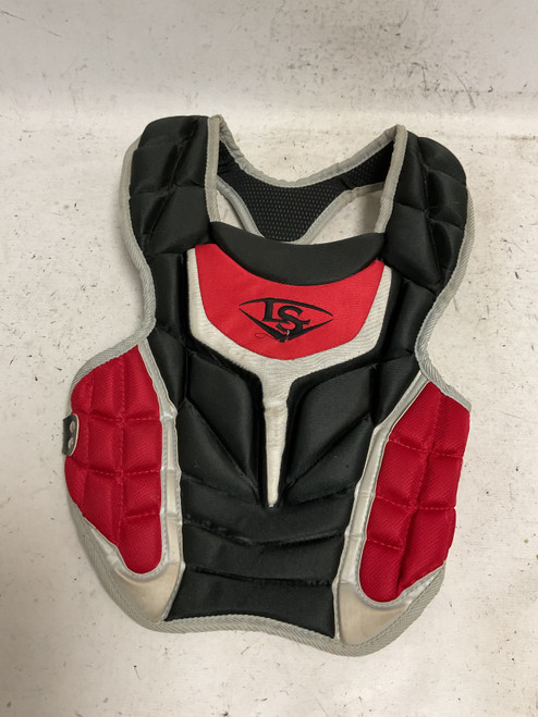 Vist Large View of Product Image Which is Used Louisville Slugger PG SERIES 5 YTH CHEST PROTECTOR Catchers Chest Protector Black And Red Youth