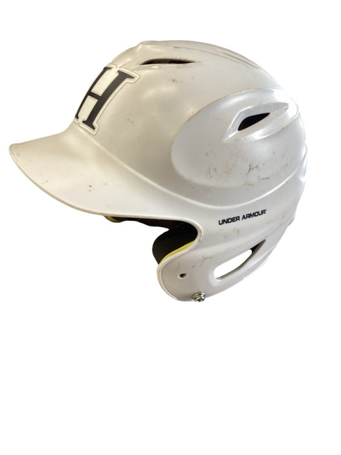 Vist Large View of Product Image Which is Used Under Armour BASEBALL HELMET Batting Helmet No Mask White MD