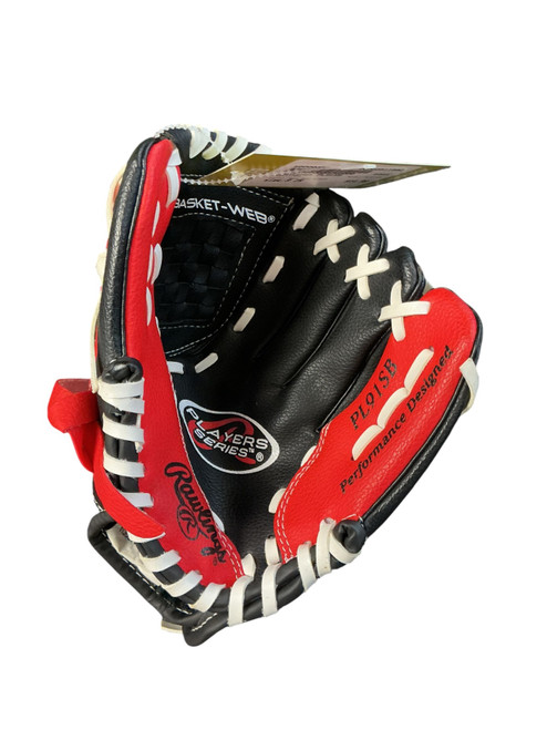 Vist Large View of Product Image Which is Used Rawlings PL91SB BB/SB Glove RH Throw Red And Black 9"
