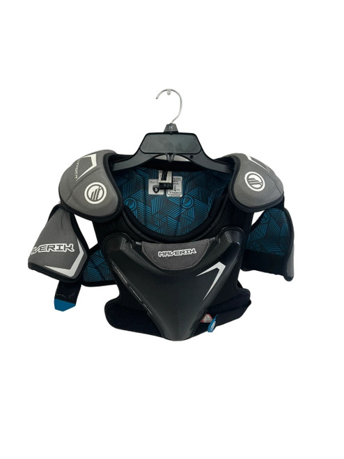 Vist Large View of Product Image Which is Used Maverik Charger NOCSAE Small Lacrosse Shoulder Pads Black  