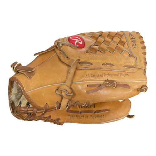 Vist Large View of Product Image Which is Used Rawlings RBG4 BB/SB Glove RH Throw Gold 13"