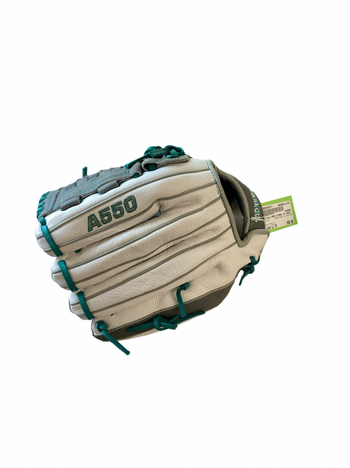 Vist Large View of Product Image Which is Used Wilson A550 SIREN 12 INCH RHT BB/SB Glove RH Throw White 12"