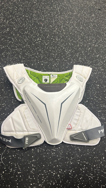 Vist Large View of Product Image Which is Used Maverik M5 EKG LINER Lacrosse Shoulder Pads White LG