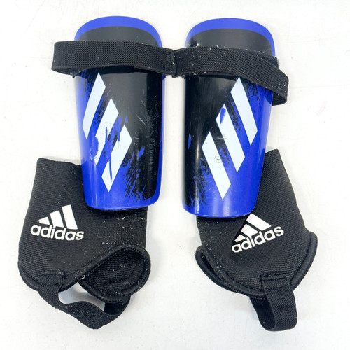 Vist Large View of Product Image Which is Used Adidas Soccer Shin Guards Youth Black And Royal Blue XS