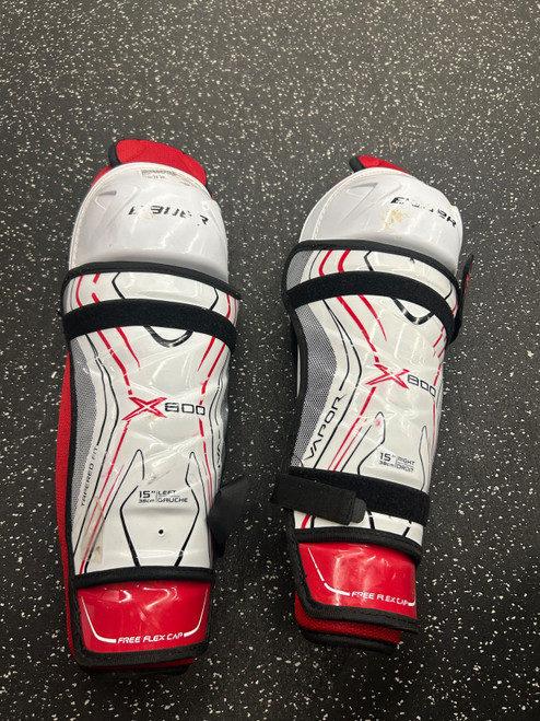 Vist Large View of Product Image Which is Used Bauer VAPOR X800 Senior Shin Guards White 15"
