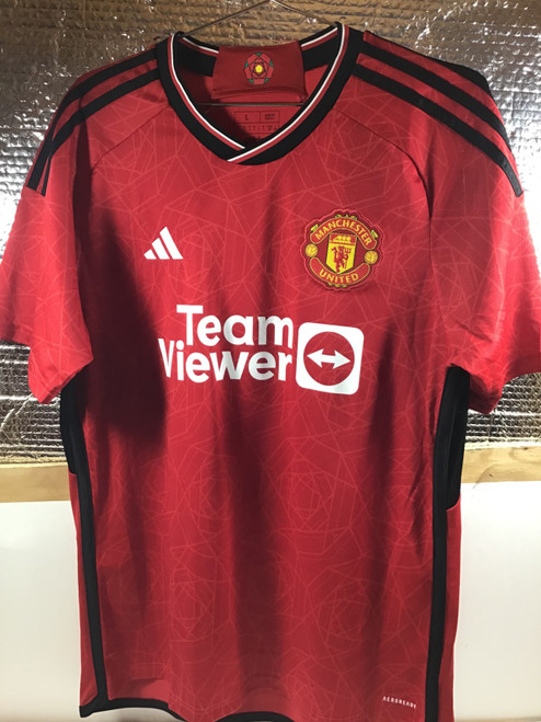 Vist Large View of Product Image Which is NEW Adidas MANCHESTER UNITED RASHFORD Soccer Top Adt Red LG