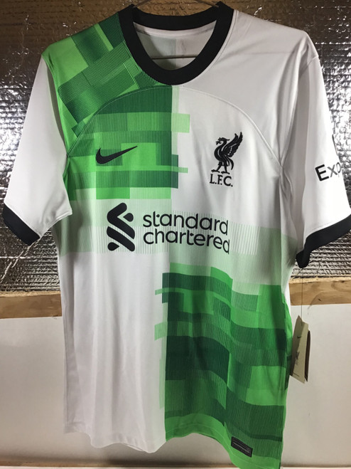 Vist Large View of Product Image Which is NEW Nike LFC SALAH JERSEY Soccer Top Adt White And Green MD