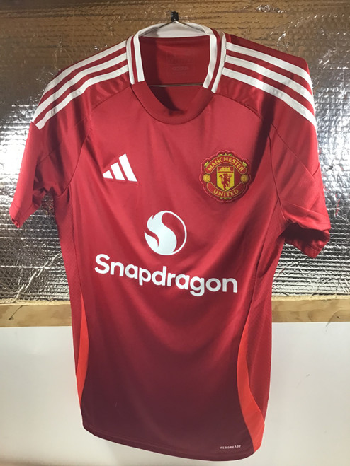 Vist Large View of Product Image Which is NEW Adidas MANCHESTER UNITED JERSEY Soccer Top Adt Red And White SM