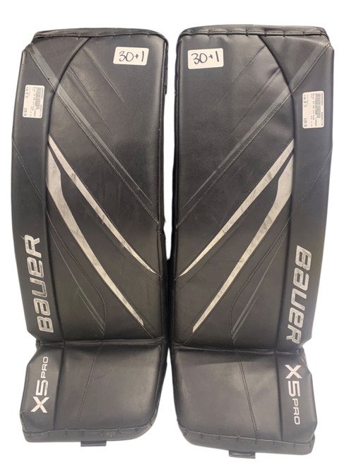 Vist Large View of Product Image Which is Used Bauer X5 PRO Goalie Leg Pads Intermediate Black 30+1”