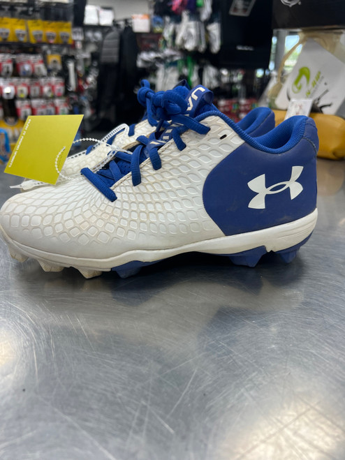 Vist Large View of Product Image Which is Used Under Armour BASEBALL CLEAT BB/SB Cleats Clear And Royal Blue Senior 6