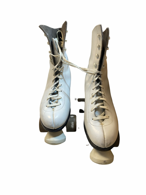 Vist Large View of Product Image Which is Used USA ROLLER SKATES Senior Roller Quad Skates White Senior 7