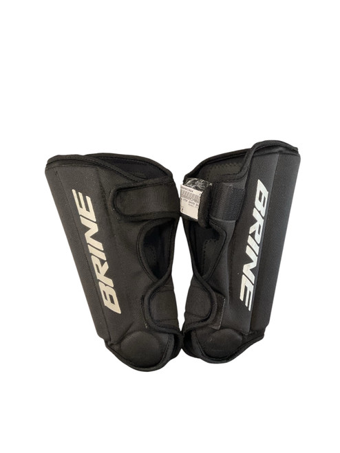 Vist Large View of Product Image Which is Used Brine YTH SHIN GUARDS Lacrosse Shin Guards Black S/M