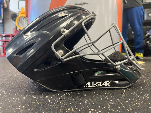 Vist Large View of Product Image Which is Used All Star MVP2500-1 Catchers Helmet w/Mask Black MD