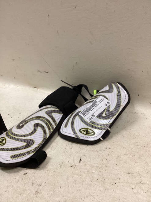 Vist Large View of Product Image Which is Used Soccer Shin Guards Youth White/Black/Yellow SM