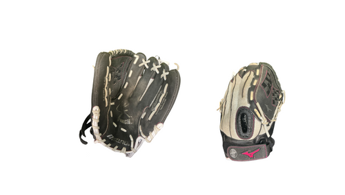 Vist Large View of Product Image Which is Used Mizuno FINCH BB/SB Glove RH Throw Black And Pink 11 1/2"