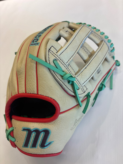 Vist Large View of Product Image Which is Used Marucci ACADIA SERIES RH Throw Fastpitch Gloves Tan 11 1/2"