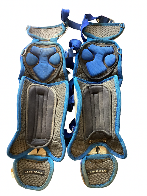 Vist Large View of Product Image Which is Used Rawlings RENEGADE Catchers Leg Guards Royal Blue Youth