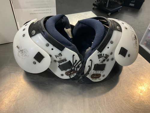 Vist Large View of Product Image Which is Used Pro Down BULL DOG FB Shoulder Pads White XXS