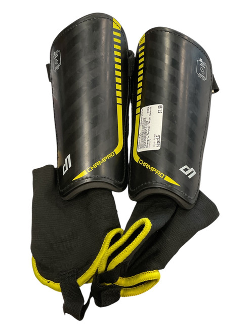 Vist Large View of Product Image Which is Used Champro Soccer Shin Guards Adult Black LG