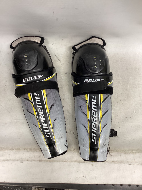Vist Large View of Product Image Which is Used Bauer SUPREME ONE Junior Shin Guards Black 11"