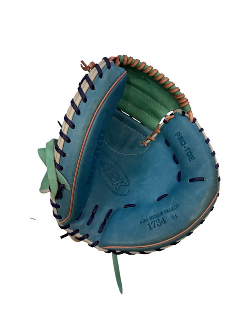 Vist Large View of Product Image Which is Used Wilson A2K 1734 BB/SB Catchers RH Throw Carolina Blue 34"