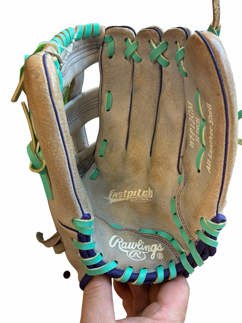 Vist Large View of Product Image Which is Used Rawlings FASTPITCH  12 IN BB/SB Glove RH Throw Grey 12"