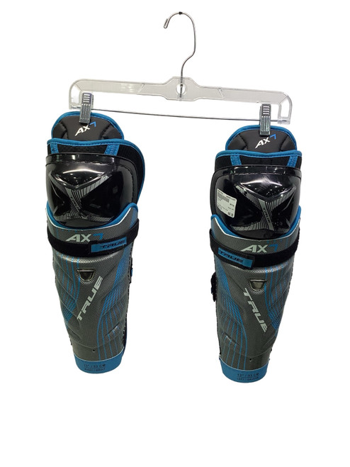 Vist Large View of Product Image Which is Used True AX7 Senior Shin Guards Black And Royal Blue 13"