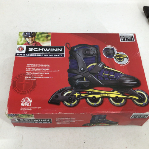 Vist Large View of Product Image Which is Used Schwinn BOYS ADJ INLINE SKATES JR 5-8 Junior Rec Fitness Skates Navy Blue Adjustable