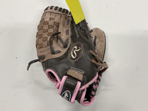 Vist Large View of Product Image Which is Used Rawlings WFP120 RH Throw Fastpitch Gloves Brown 12"