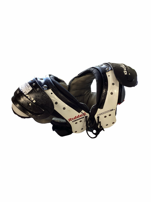 Vist Large View of Product Image Which is Used Riddell WARRIOR II X FB Shoulder Pads White LG