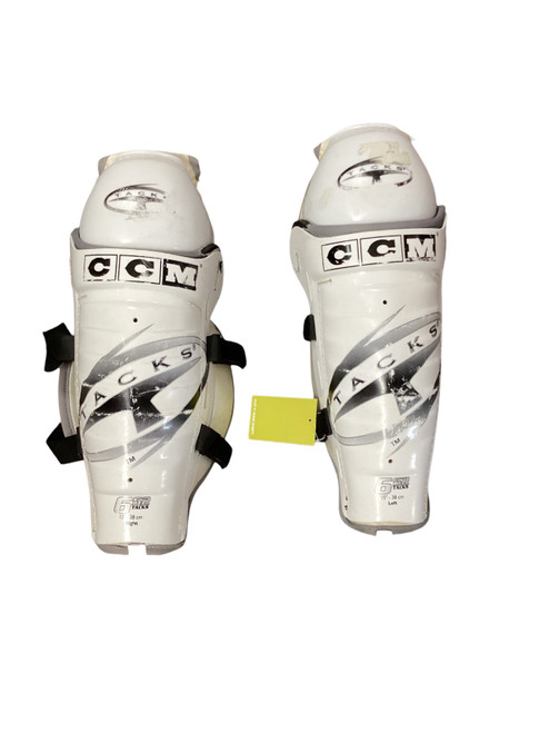 Vist Large View of Product Image Which is Used CCM 652 TACKS Senior Shin Guards White 15"