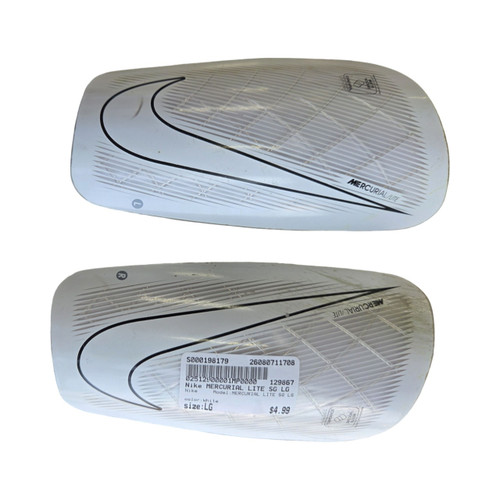 Vist Large View of Product Image Which is Used Nike MERCURIAL LITE SG LG Soccer Shin Guards Adult White LG