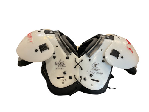 Vist Large View of Product Image Which is Used Schutt JR BLOCKER X-SMALL SP FB Shoulder Pads White XS