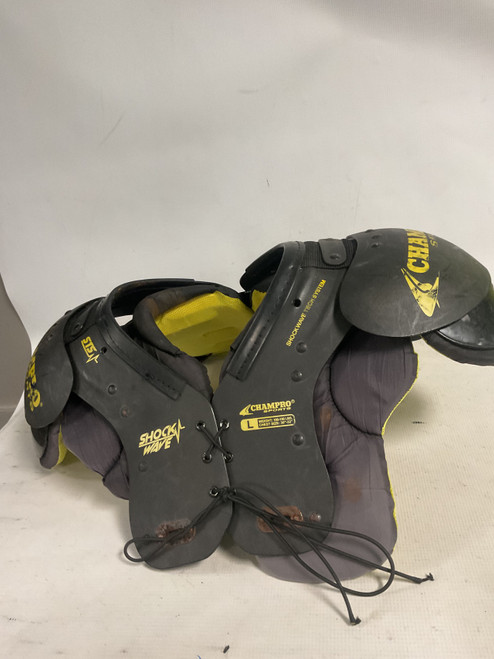 Vist Large View of Product Image Which is Used Champro SHOCK WAVE FB Shoulder Pads Black LG