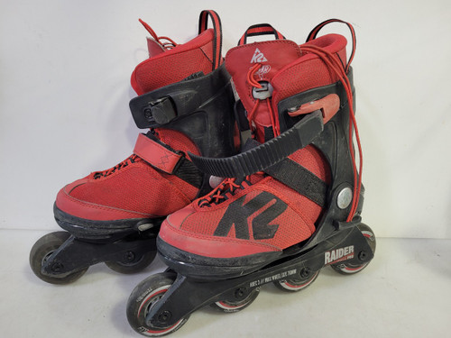 Vist Large View of Product Image Which is Used K2 RAIDER Junior Roller Quad Skates Red Adjustable