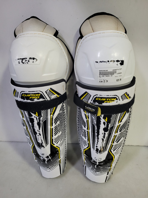 Vist Large View of Product Image Which is Used CCM TACKS Senior Shin Guards White 15"
