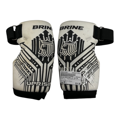 Vist Large View of Product Image Which is Used Brine UPRISING LX MD AP Lacrosse Arm Pads/Guards White And Black MD