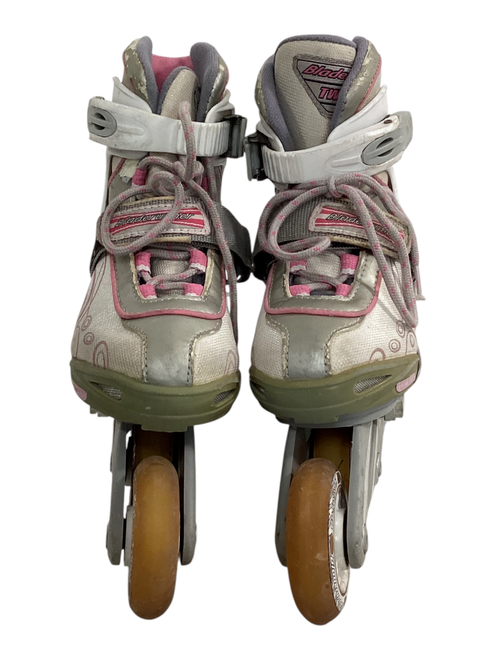 Vist Large View of Product Image Which is Used Bladerunner PINK SKATES Child Rec Fitness Skates White Adjustable