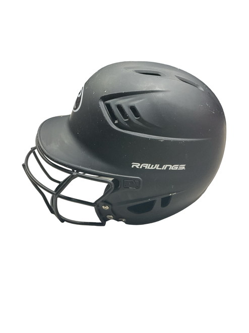 Vist Large View of Product Image Which is Used Rawlings SZ 6 3/8-7 1/8 Batting Helmet w/Mask Black One Size