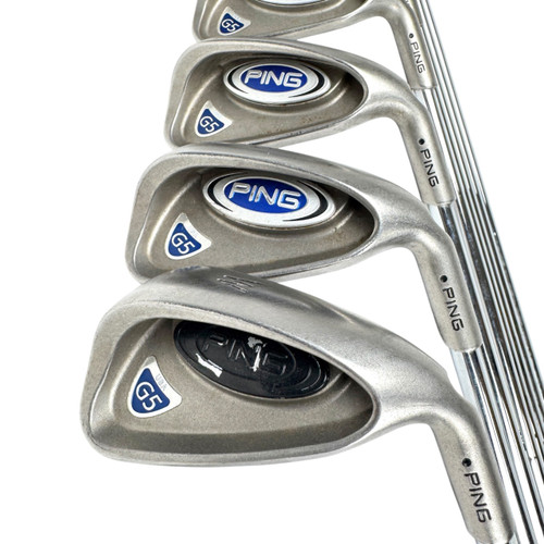 Vist Large View of Product Image Which is Used Ping G5 BLACK DOT Men's RH Iron Set 3I-PW Stiff Flex Steel Shaft