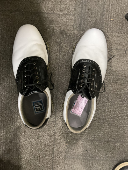 Vist Large View of Product Image Which is Used Foot Joy DRYJOYS Mens Golf Shoes White Senior 10.5