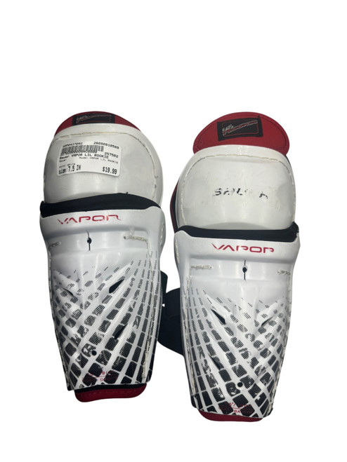 Vist Large View of Product Image Which is Used Bauer VAPOR LIL ROOKIE Youth Shin Guards White 7 1/2"