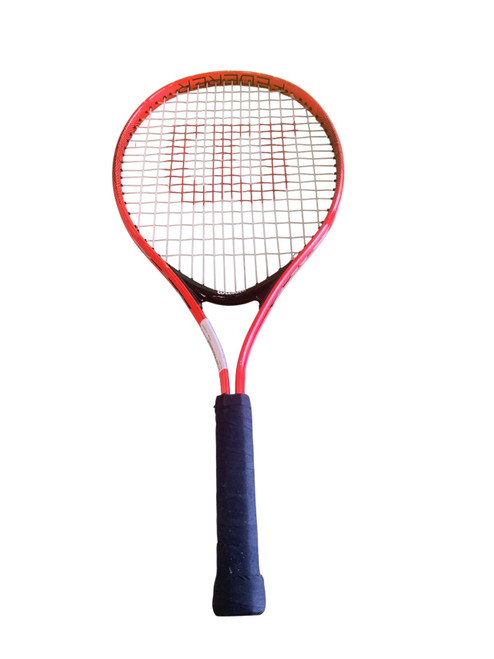 Vist Large View of Product Image Which is Used Wilson FEDERER Junior Tennis Racquet Red 25"