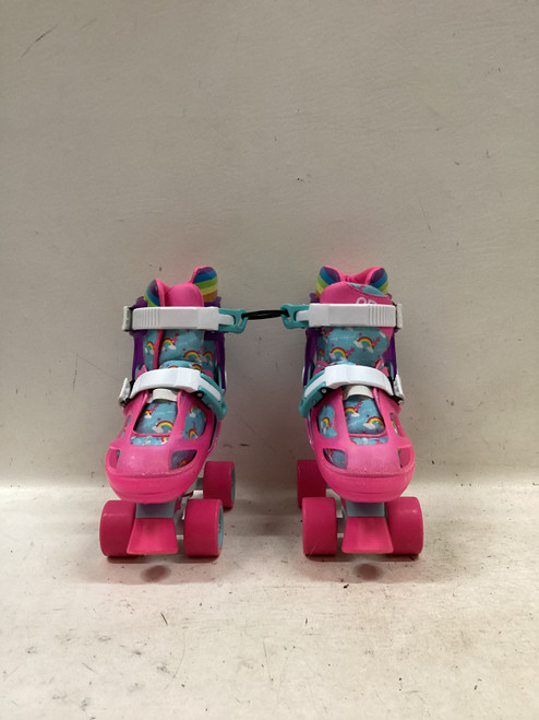 Vist Large View of Product Image Which is Used RollerDerby UNICORN ADJ 12J-2 Junior Roller Quad Skates Pink Adjustable