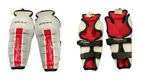 Vist Large View of Product Image Which is Used Bauer BAUER SHIN PAD Youth Shin Guards Navy Blue 8"