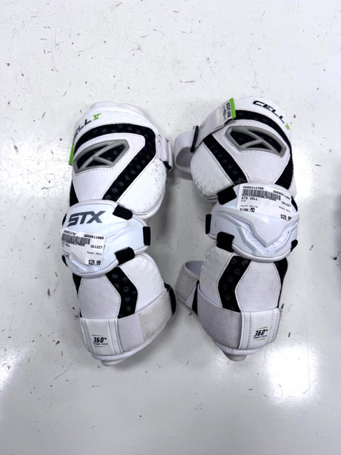Vist Large View of Product Image Which is Used STX CELL Lacrosse Arm Pads/Guards White MD