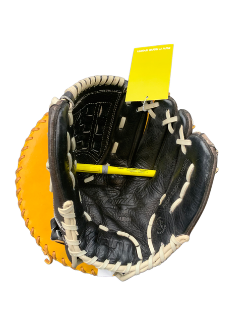 Vist Large View of Product Image Which is Used Mizuno GPM1203 BB/SB Glove RH Throw Black 12"