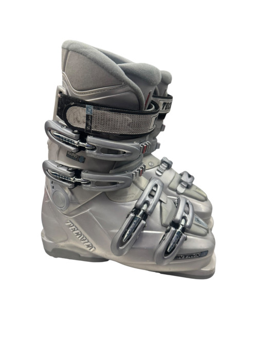 Vist Large View of Product Image Which is Used Tecnica ENTRYX 3 Womens DH Ski Boot Silver 245 MP - M06.5 - W07.5